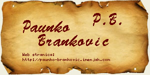 Paunko Branković vizit kartica